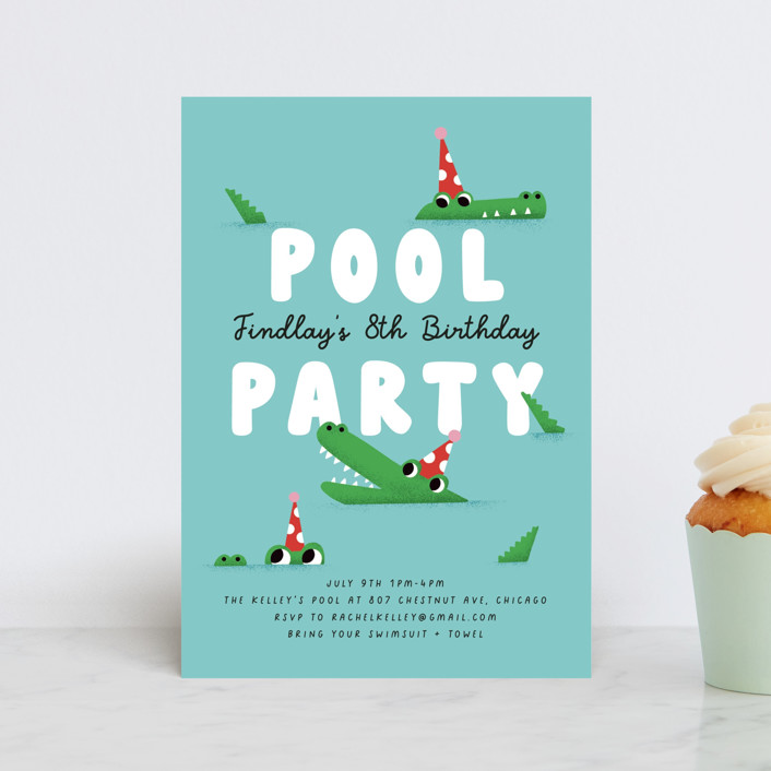 "Pool Party" - Petite Children's Birthday Party Invitations in Fruit Punch by mo kelley.