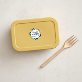 This is a seaweed name labels with standard by Jessica Ogden called preppy stripe printing on waterproof sticker paper in sticker