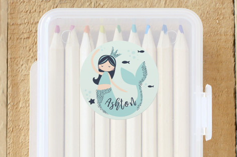 Glitter Mermaid Custom Name Labels by peetie desig