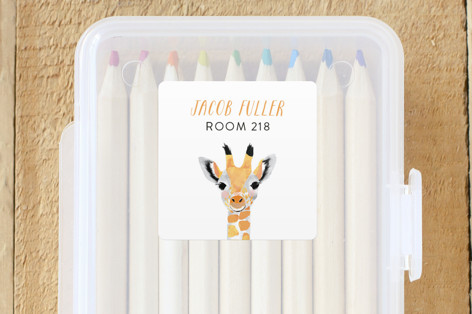 Baby Animal Giraffe Custom Name Labels by Cass Loh