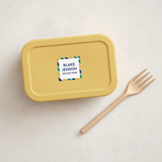 This is a seaweed name labels with standard by Jessica Ogden called preppy stripe printing on waterproof sticker paper in sticker