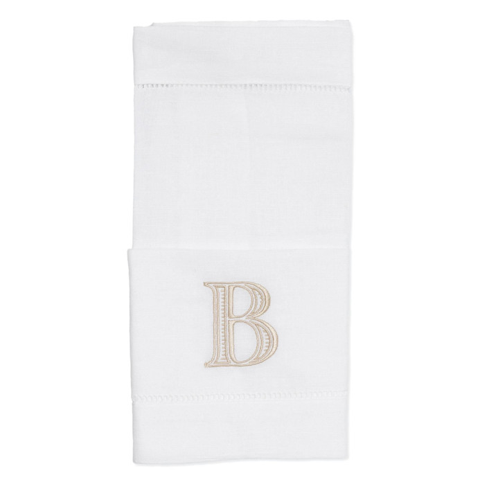 Set of 6 Embroidered Dinner Napkins with Single Initial Adorn Monogram and Pocket Fold