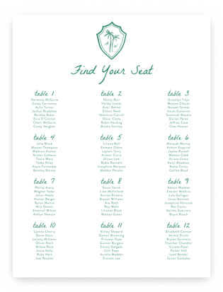 Palm Tree Crest Custom Seating Charts