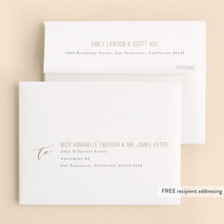 This is a champagne kids thank you cards with foil pressed by Creo Study called heavenly blessings printing on strathmore in standard