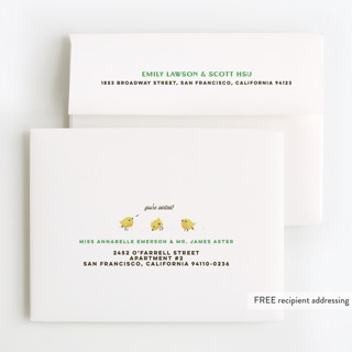 This is a grass kids thank you cards with standard by Kimberly Morgan called barnyard parade printing on strathmore in standard