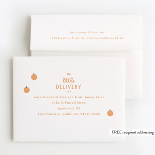 This is a cotton kids thank you cards with standard by Baumbirdy called a little pumpkin printing on strathmore in standard
