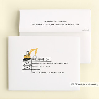 This is a citrine kids thank you cards with standard by Shiny Penny Studio called build it birthday printing on strathmore in standard