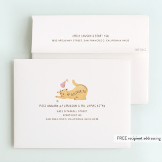 This is a mashmallow kids thank you cards with standard by Shannon Chen of Four Wet Feet Studio called let's pawty printing on strathmore in standard