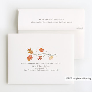 This is a harvest kids thank you cards with standard by Jackie Crawford called watercolor leaf frame printing on strathmore in standard