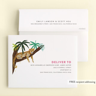 This is a dragon fruit kids thank you cards with standard by Cass Loh called jungle party printing on strathmore in standard