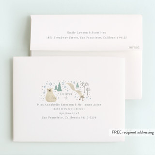 This is a seafoam kids thank you cards with standard by Jennifer Wick called arctic friends printing on strathmore in standard