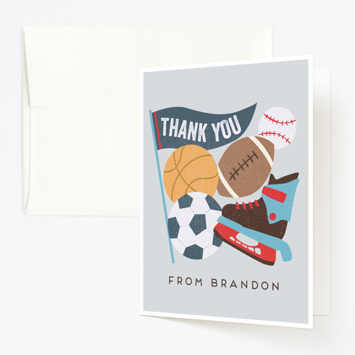 "All Star" - Children's Birthday Party Thank You Cards in Glacier by peetie design.