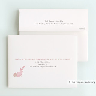 This is a peony kids thank you cards with standard by Julie Murray called some bunny printing on strathmore in standard