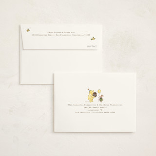 This is a honeypot kids thank you cards with standard by Sarah Knight called disney's winnie the pooh first bee-day printing on strathmore in standard