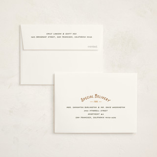 This is a forest kids thank you cards with standard by Jenna Holcomb called adventure awaits printing on strathmore in standard