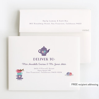 This is a lavender kids thank you cards with standard by Annie Holmquist called disney's alice in wonderland birthday printing on strathmore in standard