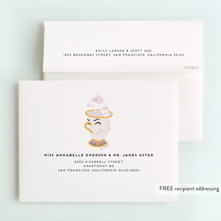 This is a berry kids thank you cards with standard by Rebecca Smith called disney enchanted beauty and the beast tea party printing on strathmore in standard