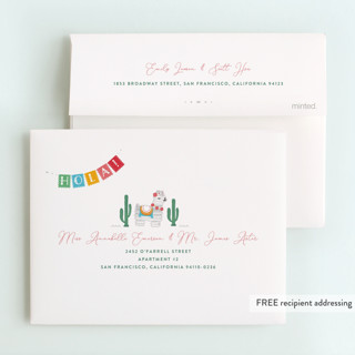 This is a strawberry kids thank you cards with standard by Jennifer Lew called llama piñata printing on strathmore in standard
