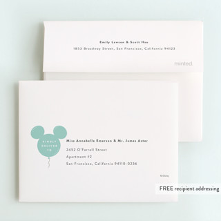 This is a popsicle kids thank you cards with standard by chocomocacino called disney's mickey mouse balloon trio printing on strathmore in standard