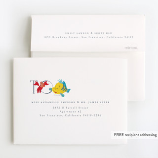 This is a lavender kids thank you cards with standard by Ana de Sousa called disney's little mermaid sea adventures printing on strathmore in standard