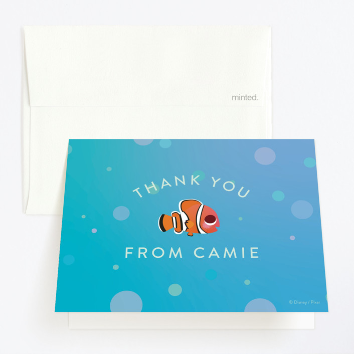 "Disney and Pixar's Nemo and Dory" - Children's Birthday Party Thank You Cards in Sea by Lori Wemple.
