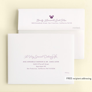 This is a grapes kids thank you cards with standard by Julee London called disney simply minnie birthday printing on strathmore in standard