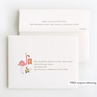 This is a cotton candy kids thank you cards with standard by Jennifer Wick called let's flamingle! printing on strathmore in standard
