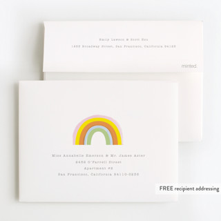 This is a apricot kids thank you cards with standard by Baumbirdy called little rainbow printing on strathmore in standard