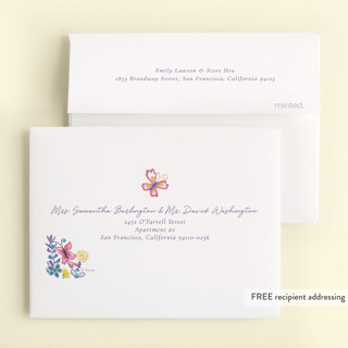 This is a lavender kids thank you cards with standard by Sabrin Deirani called magical fiesta printing on strathmore in standard