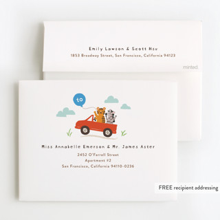 This is a fire engine kids thank you cards with standard by Jennifer Wick called let's ride printing on strathmore in standard