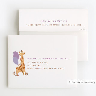 This is a violet kids thank you cards with standard by Vivian Yiwing called it's a party printing on strathmore in standard
