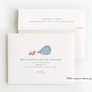 This is a mint kids thank you cards with standard by Vera Lim called happy elephant printing on strathmore in standard