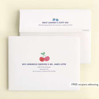 This is a grape kids thank you cards with standard by peetie design called fruit salad printing on strathmore in standard