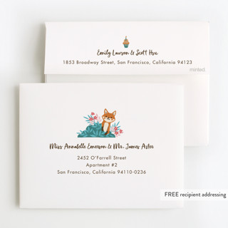 This is a apricot kids thank you cards with standard by Vivian Yiwing called woodland birthday printing on strathmore in standard