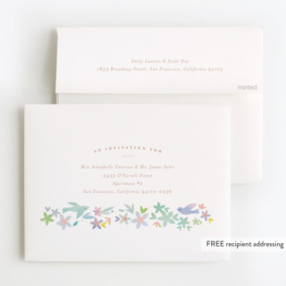 This is a ivory kids thank you cards with standard by Lori Wemple called woodland printing on strathmore in standard