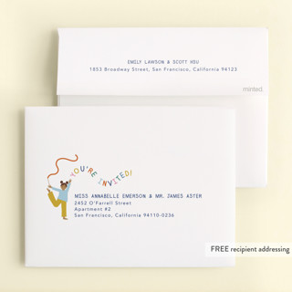 This is a candy kids thank you cards with standard by Kelly Watkins called tumbling party printing on strathmore in standard