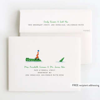 This is a creamsicle kids thank you cards with standard by mo kelley called pool party printing on strathmore in standard