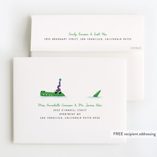 This is a grape kids thank you cards with standard by mo kelley called pool party printing on strathmore in standard
