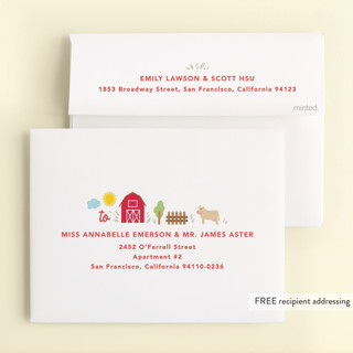 This is a sky kids thank you cards with standard by Creo Study called barnyard noises printing on strathmore in standard