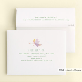 This is a mint kids thank you cards with standard by Angela Thompson called fairy garden printing on strathmore in standard