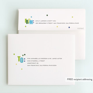 This is a key lime kids thank you cards with standard by Stephanie Hawkes called get ready to party printing on strathmore in standard