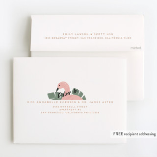 This is a tangerine kids thank you cards with standard by Faith Dorn called splash flamingo printing on strathmore in standard