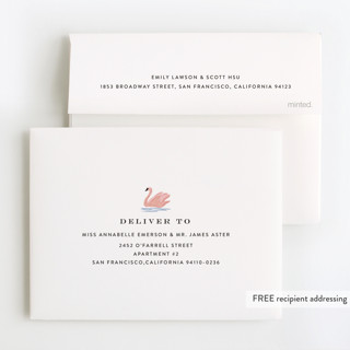 This is a ivory kids thank you cards with standard by Nazia Hyder called swan princess printing on strathmore in standard