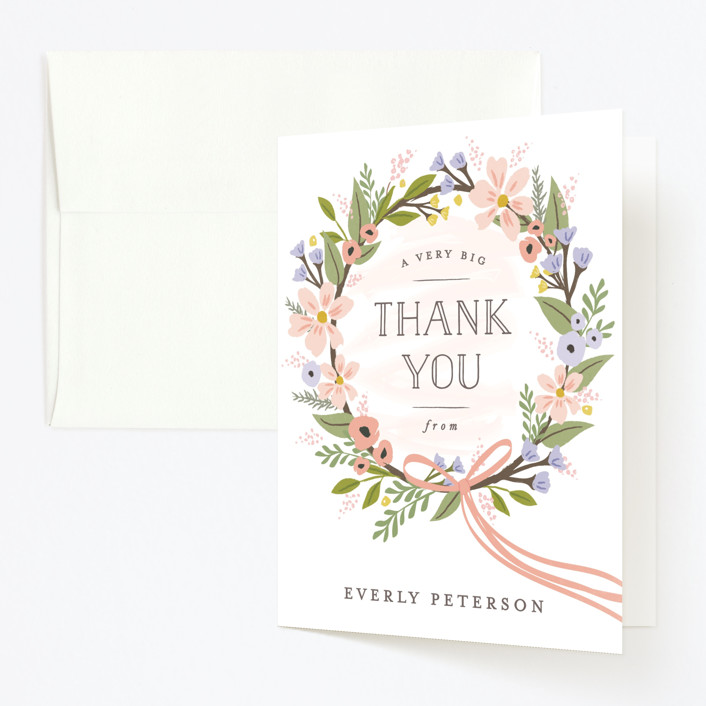 Pretty Pink Floral Crown Party Thank You Cards Pretty Pink Floral Crown Party Thank You Cards