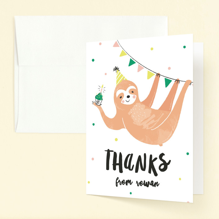 Party Sloth Childrens Birthday Party Thank You Cards By Melissa Egan Of Pistols Minted