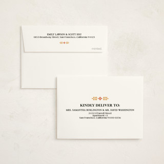 This is a peach kids thank you cards with standard by Eva Tadros called let's fiesta printing on strathmore in standard
