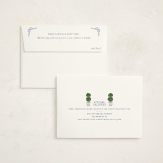 This is a periwinkle kids thank you cards with standard by Jenna Holcomb called topiary printing on strathmore in standard