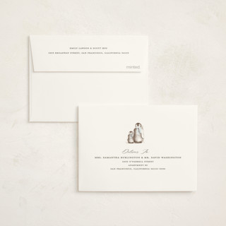 This is a ice kids thank you cards with standard by Teju Reval called penguins printing on strathmore in standard