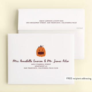 This is a vanilla spice kids thank you cards with standard by Rebecca Smith called eat, drink, and be scary printing on strathmore in standard