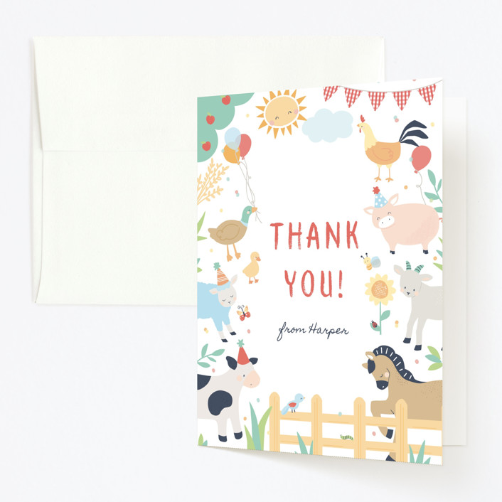 "barnyard fun" - Children's Birthday Party Thank You Cards in Barn by peetie design.